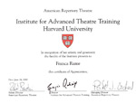 Laurea Honoris Causa dell'institute for Advanced Theatre Training - Harvard University